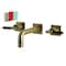 Kingston Brass KS6123CKL Two-Handle Wall Mount Bathroom Faucet, Antique Brass KS6123CKL - alternate 1